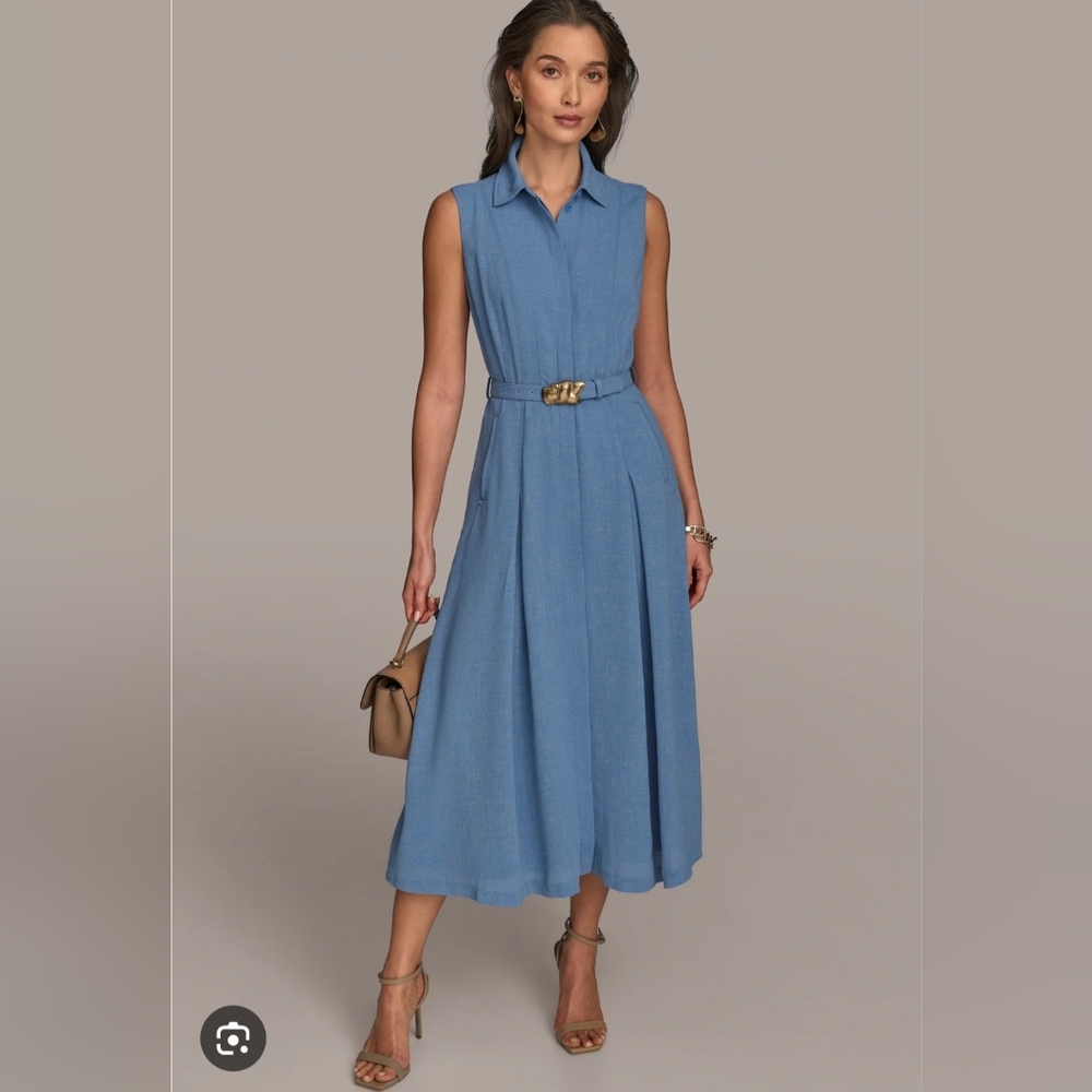 DONNA  KARAN  A LINE MIDI SHIRT DRESS